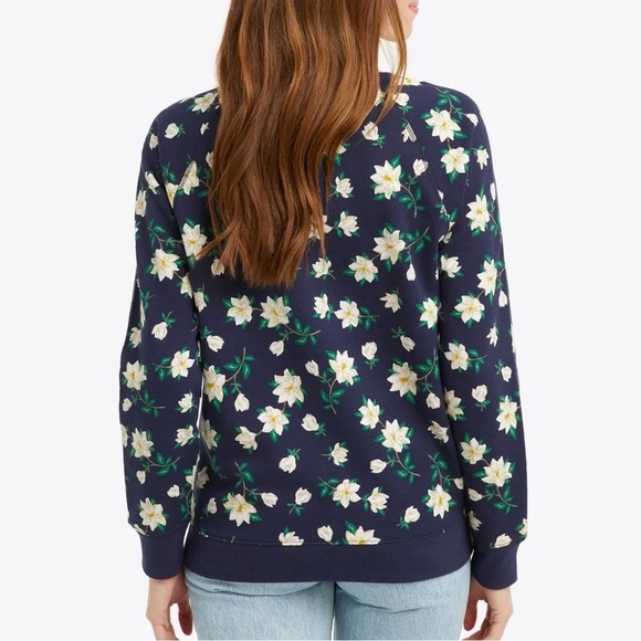 Draper James Natalie Sweatshirt in Navy Magnolia - Picture 2 of 5